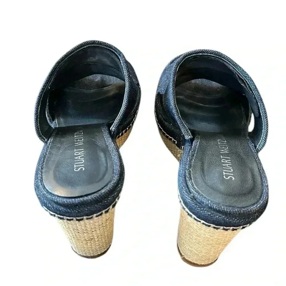 Stuart Weitzman Ponte Navy Antique Denim Wedge Size 6 - Picture 6 of 7